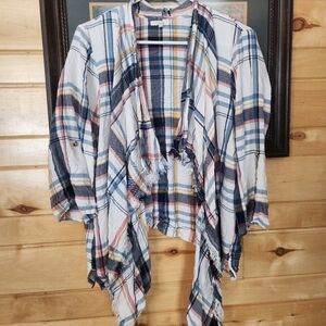 Plaid Open Front Cardigan